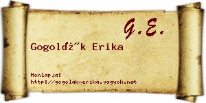 Gogolák Erika névjegykártya